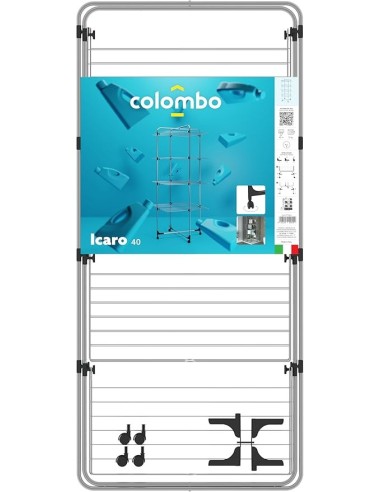 STENDI FERRO: vendita online Stendibiancheria a torre, 4 piani, 40 metri, acciaio antiruggine, con ruote, 70x156x70 cm, Colom...