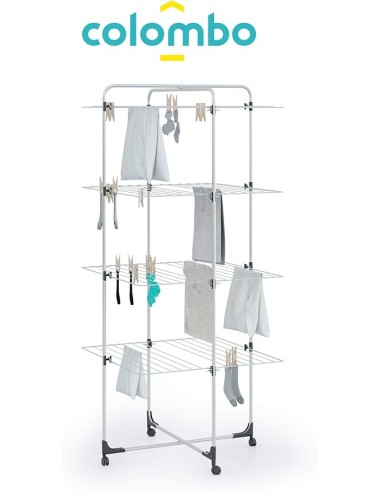 STENDI FERRO: vendita online Stendibiancheria a torre, 4 piani, 40 metri, acciaio antiruggine, con ruote, 70x156x70 cm, Colom...