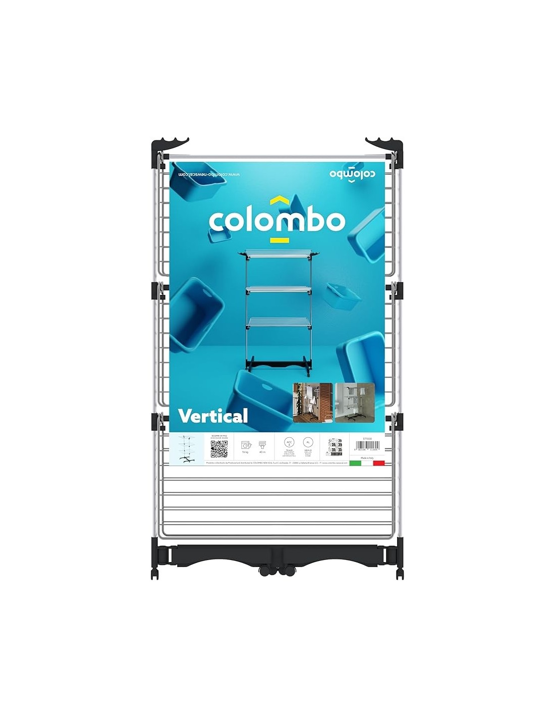 STENDI FERRO: vendita online Stendibiancheria verticale, 3 piani, 40 metri, modulabile, acciaio e alluminio, silver, Colombo ...