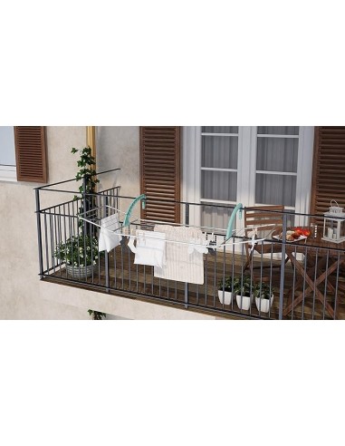 STENDI BALCONE - TERMOSIFONE: vendita online Stendibiancheria da balcone, 107x55x2,5 cm, acciaio e plastica, colore verde acq...
