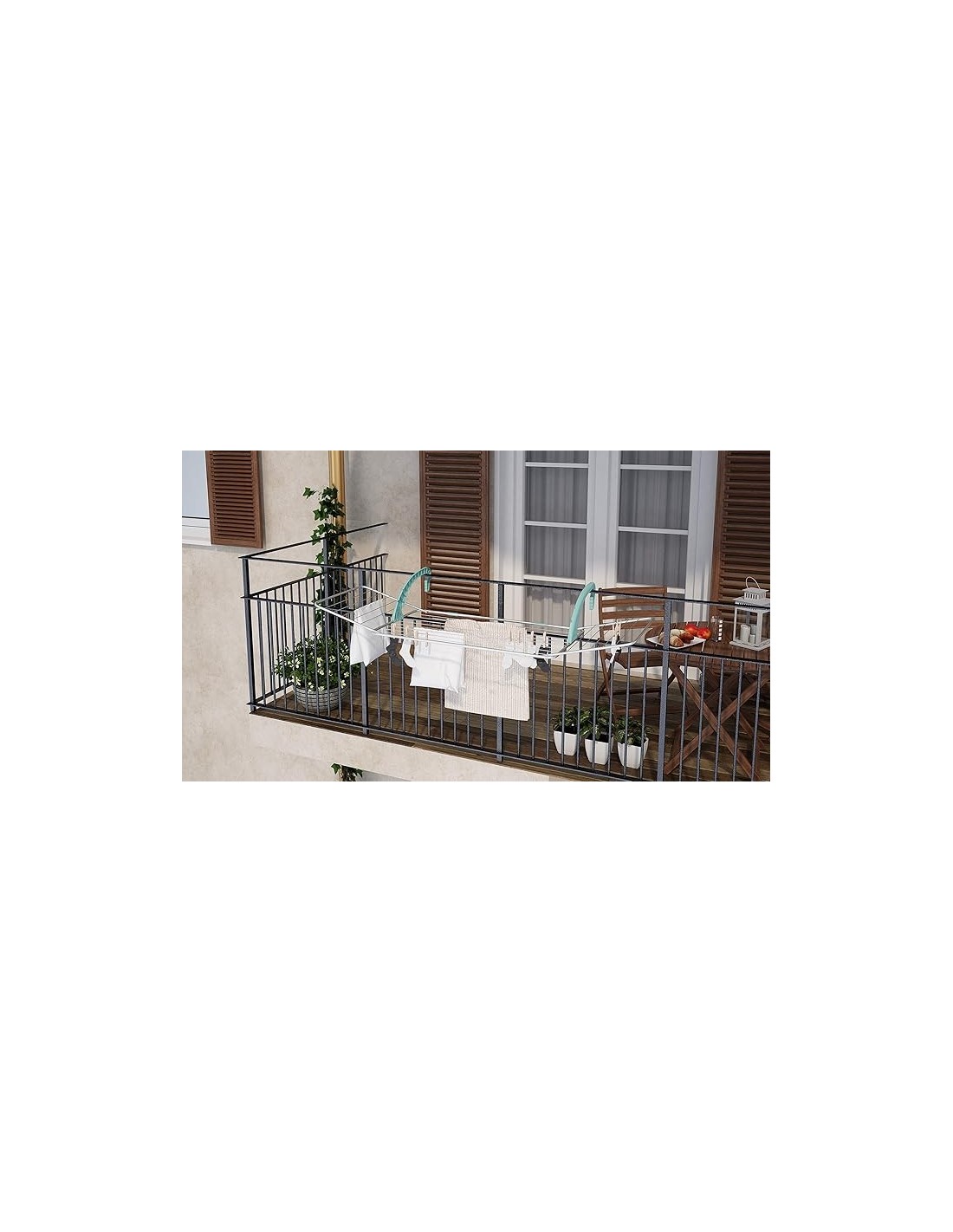 STENDI BALCONE - TERMOSIFONE: vendita online Stendibiancheria da balcone, 107x55x2,5 cm, acciaio e plastica, colore verde acq...