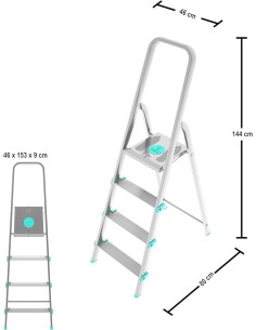 SCALE ALLUMINIO: vendita online Scala LIBELLULA, alluminio, 4 gradini, antiscivolo, maniglione di sicurezza, silver, Made in ...
