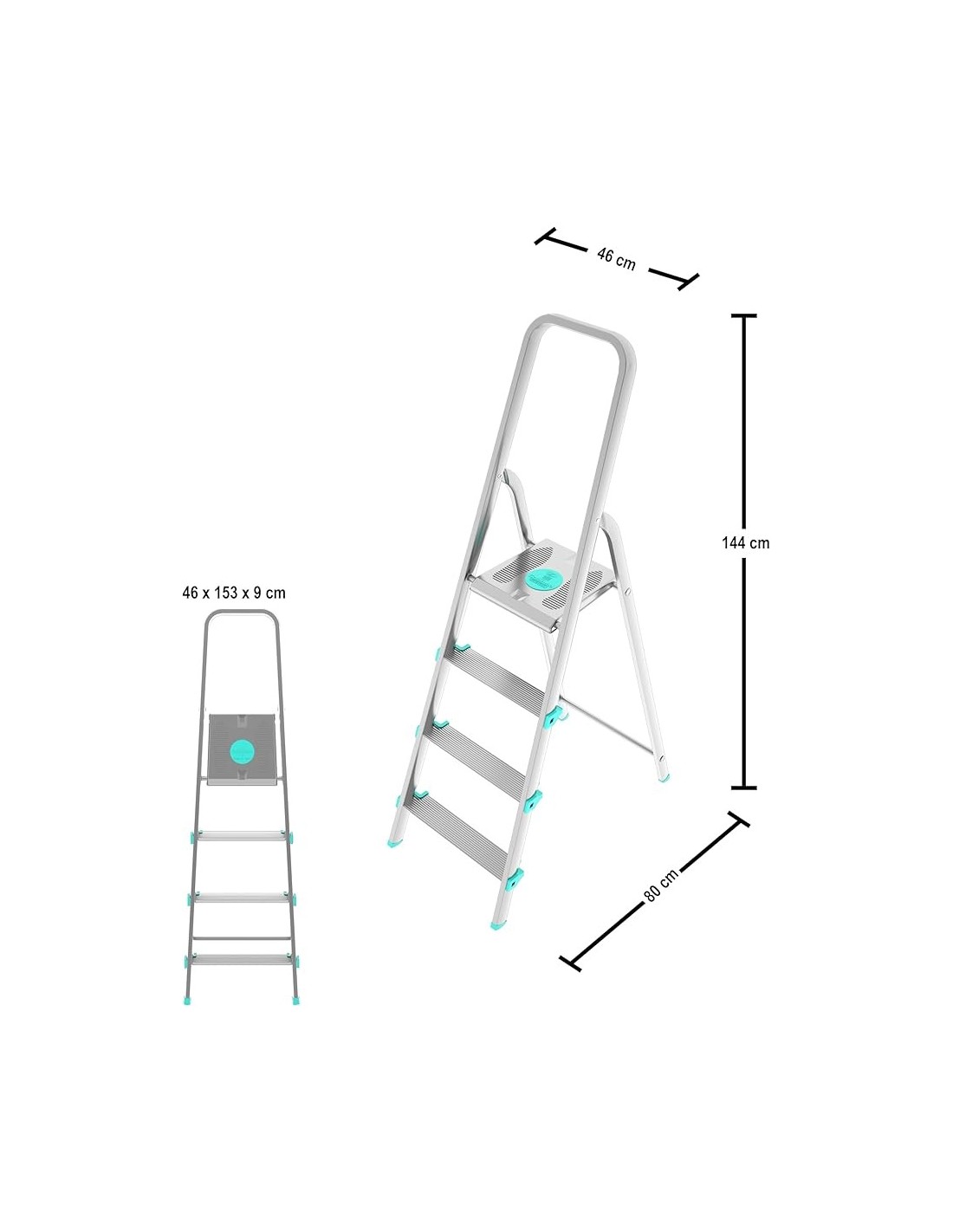 SCALE ALLUMINIO: vendita online Scala LIBELLULA, alluminio, 4 gradini, antiscivolo, maniglione di sicurezza, silver, Made in ...