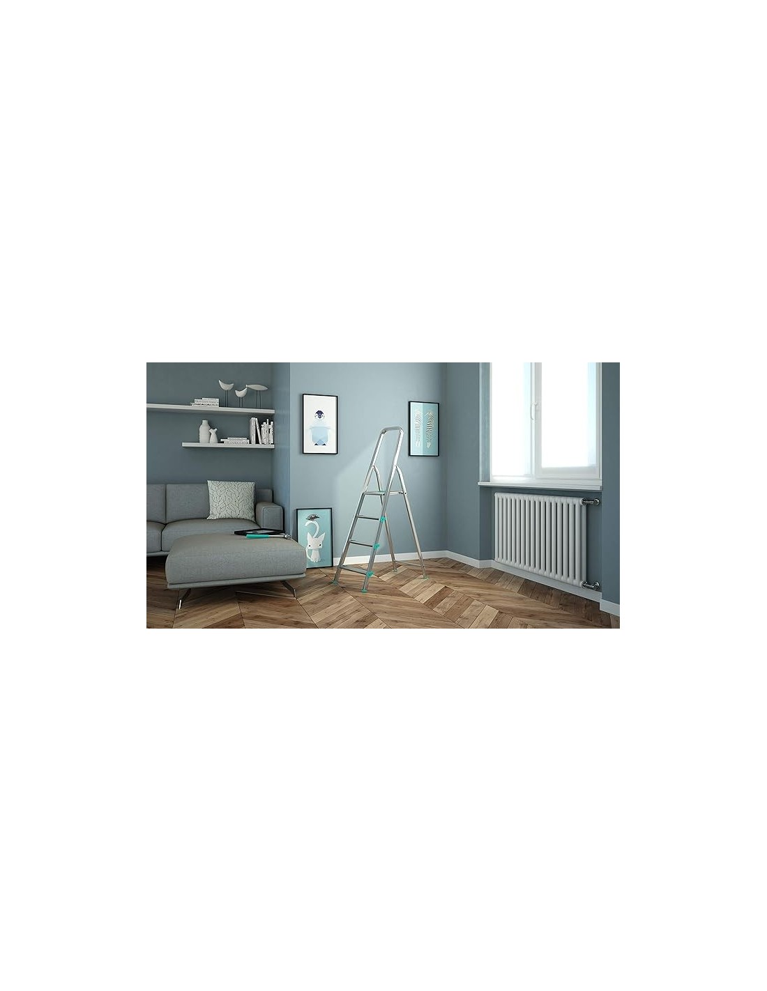 SCALE ALLUMINIO: vendita online Scala LIBELLULA, alluminio, 4 gradini, antiscivolo, maniglione di sicurezza, silver, Made in ...