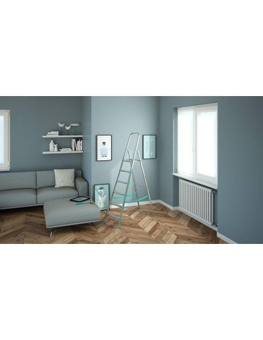 SCALE ALLUMINIO: vendita online Scala alluminio, 7 gradini, portata 150 kg, maniglione, piattaforma ampia, 53x124x212 cm, Col...