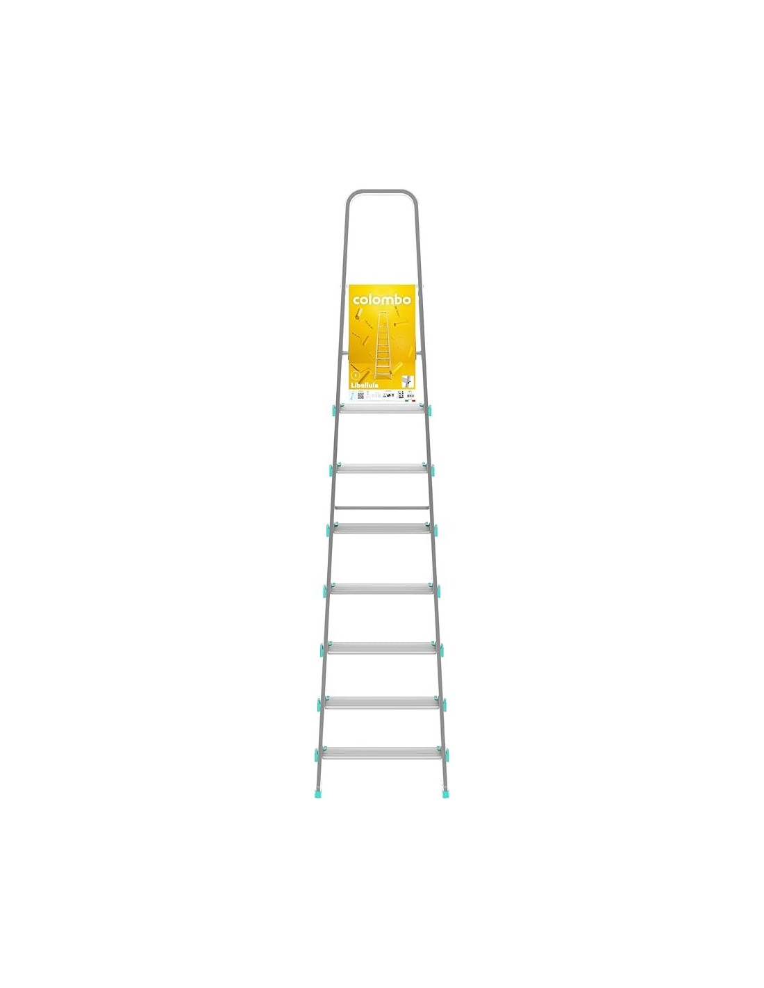 SCALE ALLUMINIO: vendita online Scala alluminio, 8 gradini, portata 150 kg, antiscivolo, maniglione sicurezza, 56x140x233 cm,...