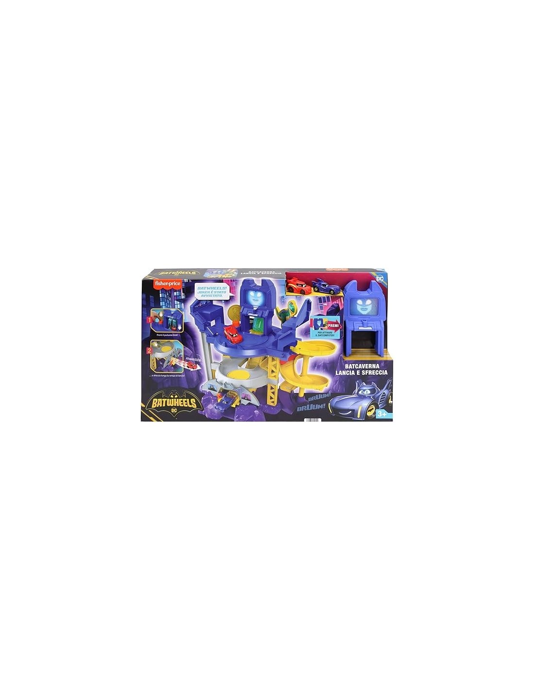 FISHER-PRICE DC BATWHEELS BATCAVERNA, LANCIA E SFRECCIA | Shop in Casa