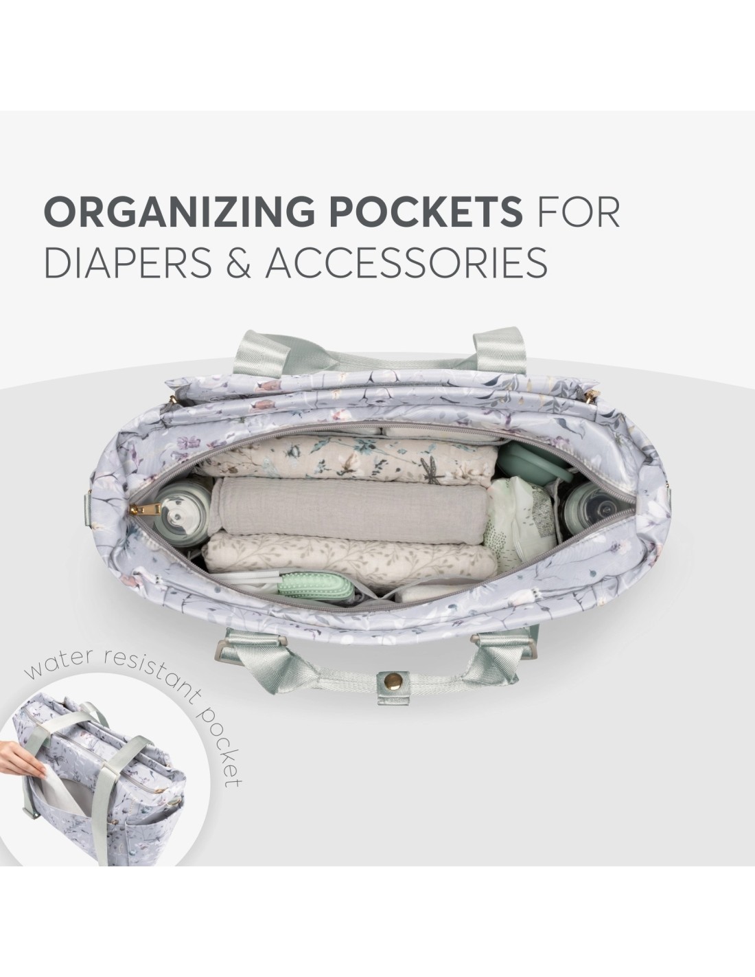 Florence Dreamy Fields Grey – Borsa mamma elegante e completa | shopincasa.it