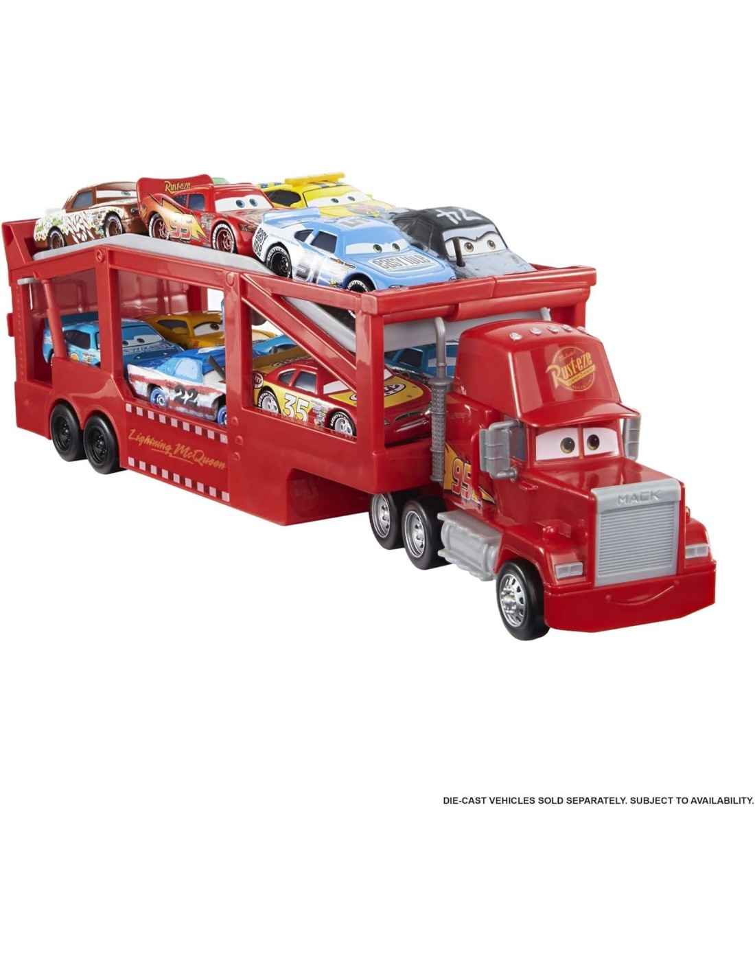 CARS, MACK TRASPORTATORE, VEICOLO GIOCATTOLO HDN03, TRASPORTA SAETTA MCQUEEN
