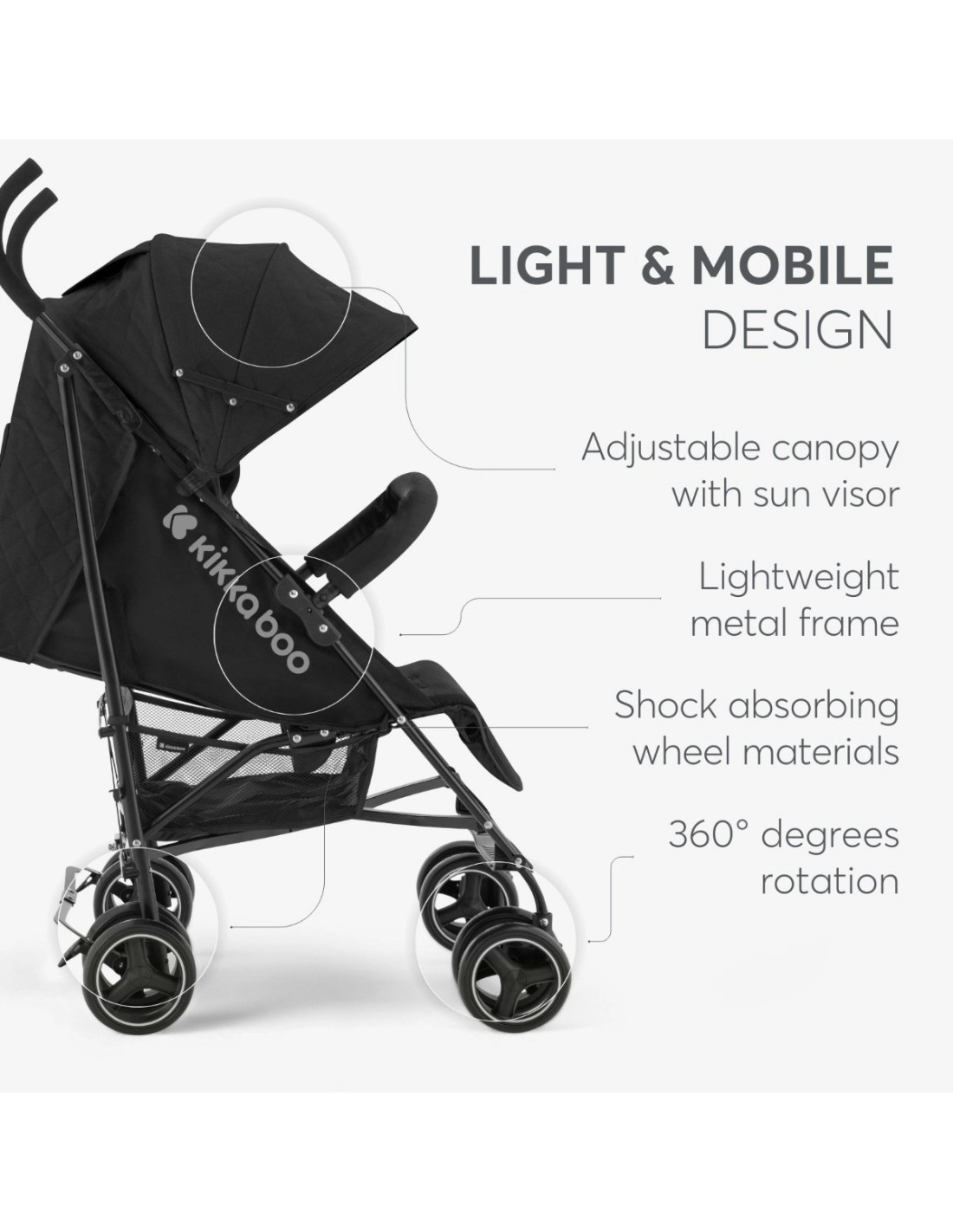 Beetle Grey – Passeggino leggero e maneggevole | shopincasa.it