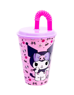 bicchiere kuromi con cannuccia 430ml shopincasa.it