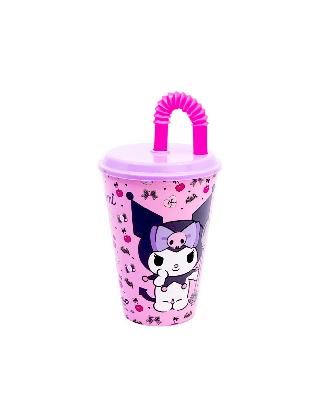 bicchiere kuromi con cannuccia 430ml shopincasa.it