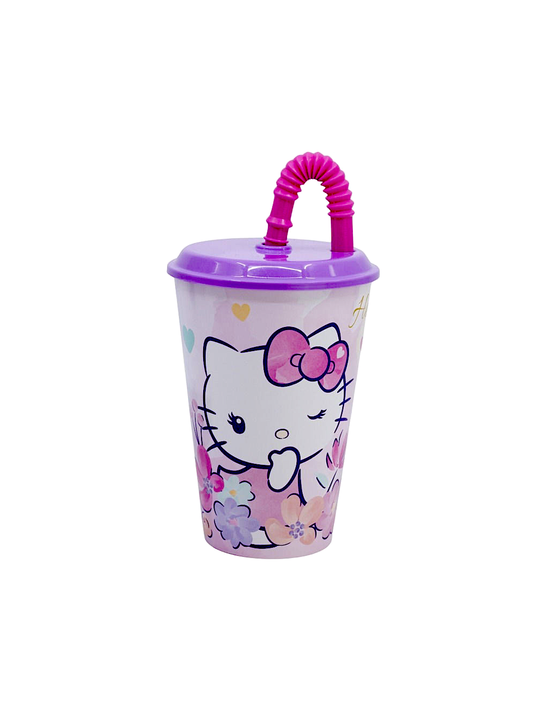Bicchiere Hello Kitty 430ml con Cannuccia e Coperchio | Shop in Casa