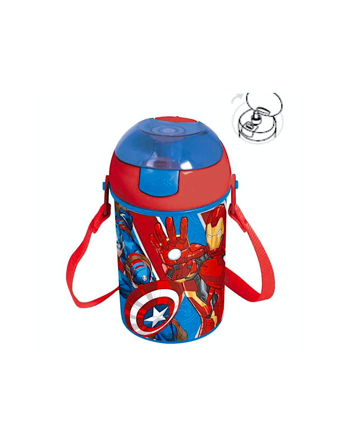 borraccia pop-up avengers 450ml con tracolla shopincasa.it