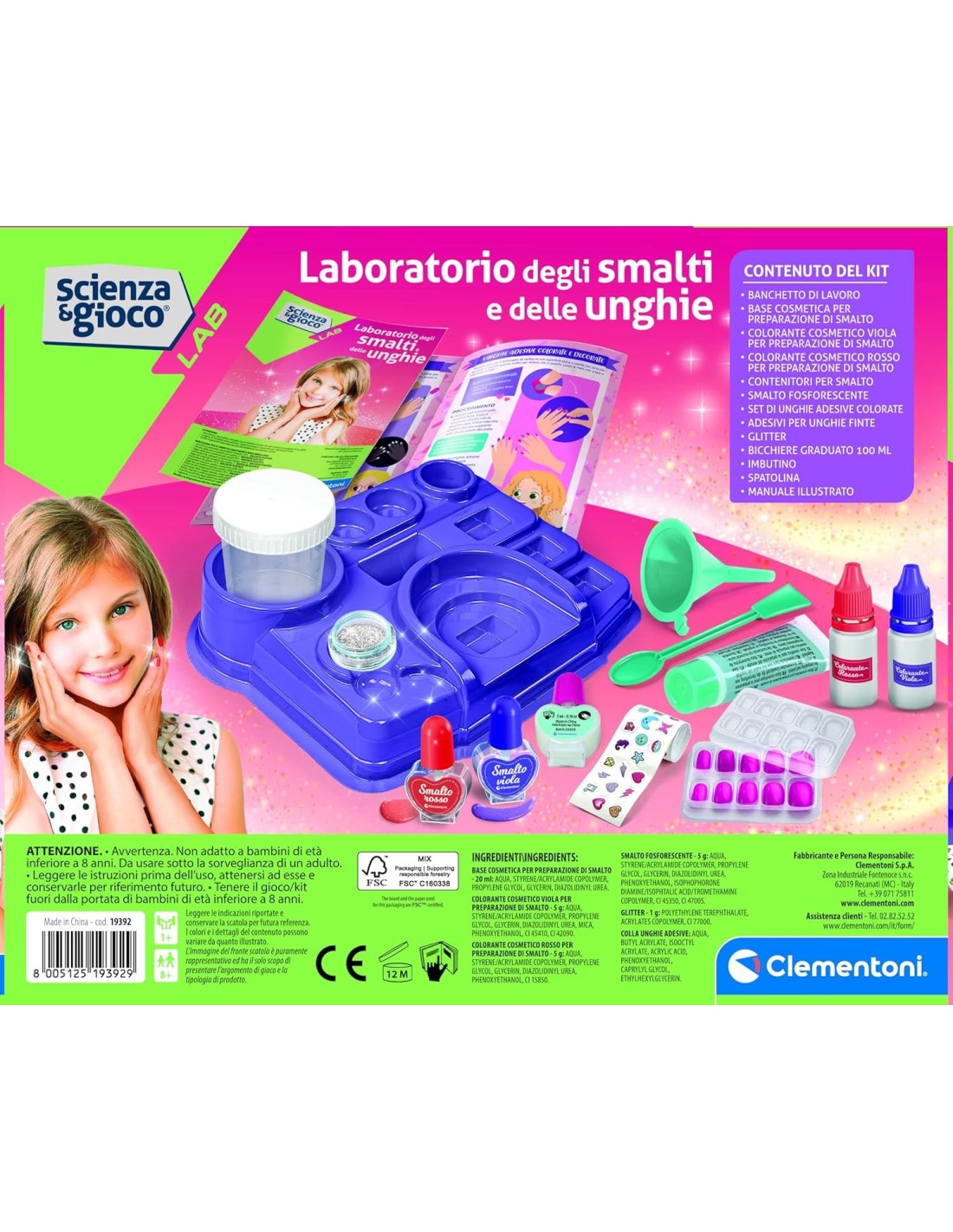 GIOCHI GIRL: vendita online Laboratorio Smalti e Nail Art Clementoni Kit Scientifico Unghie Personalizzate Bambine 8+ in offerta