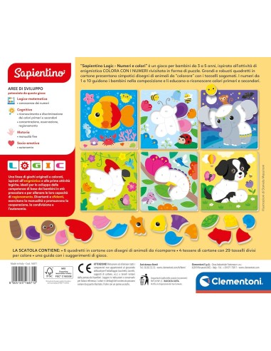PRESCOLARI: vendita online Clementoni Sapientino Logic Numeri e Colori – Gioco Educativo 3-5 Anni con Puzzle e Tessere in off...