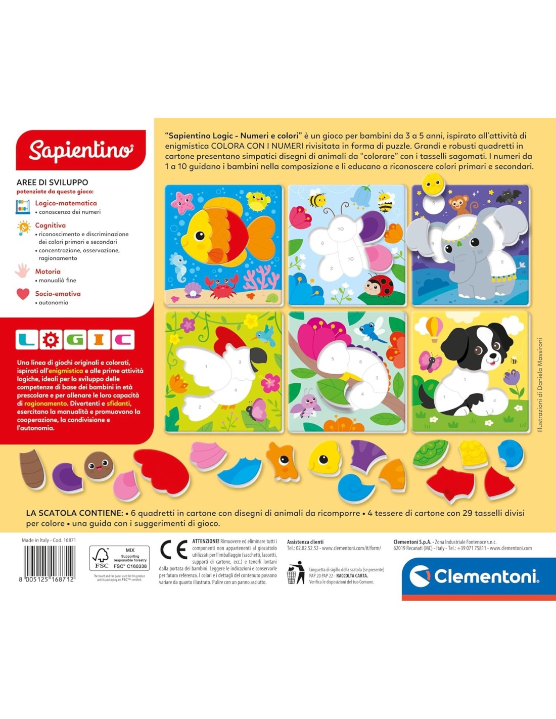 PRESCOLARI: vendita online Clementoni Sapientino Logic Numeri e Colori – Gioco Educativo 3-5 Anni con Puzzle e Tessere in off...