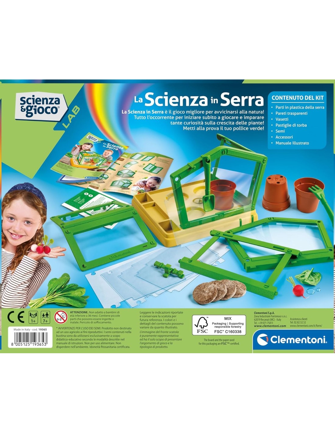 PRESCOLARI: vendita online Clementoni Serra Botanica per Bambini – Kit Scientifico con Semi, Serra e Attrezzi da Giardino in ...
