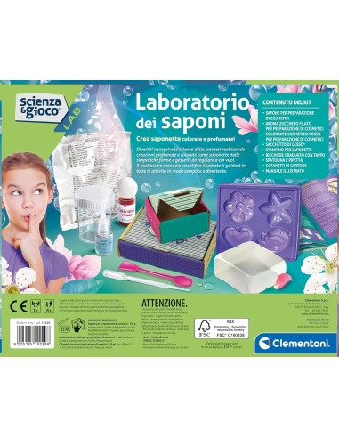 PRESCOLARI: vendita online Laboratorio Cosmetico Clementoni per Bambine – Crea Saponette Profumate e Colorate dai 8 Anni in o...