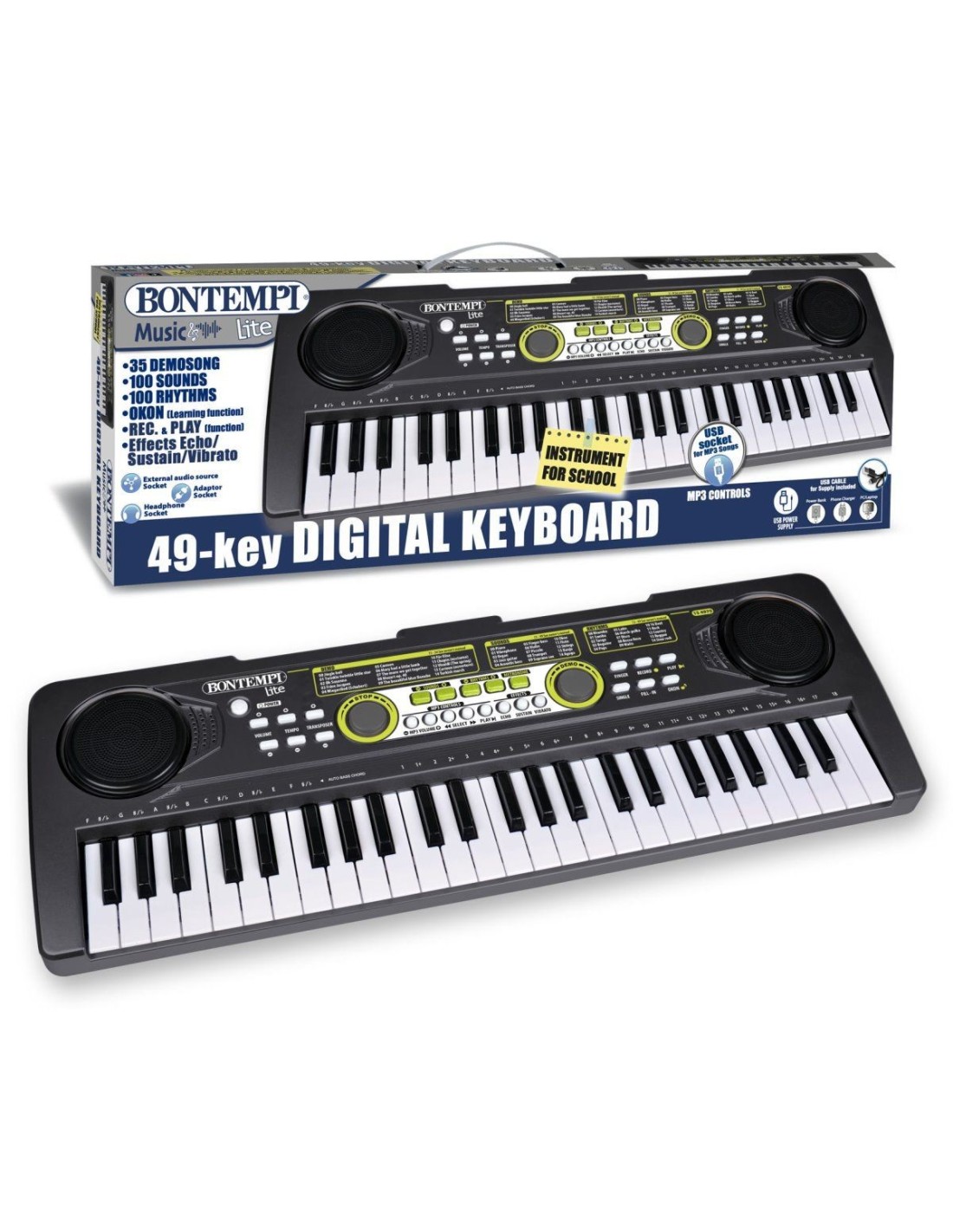 MUSICALI: vendita online Tastiera Digitale Bontempi 49 Tasti con Funzioni Didattiche, USB e 100 Suoni in offerta