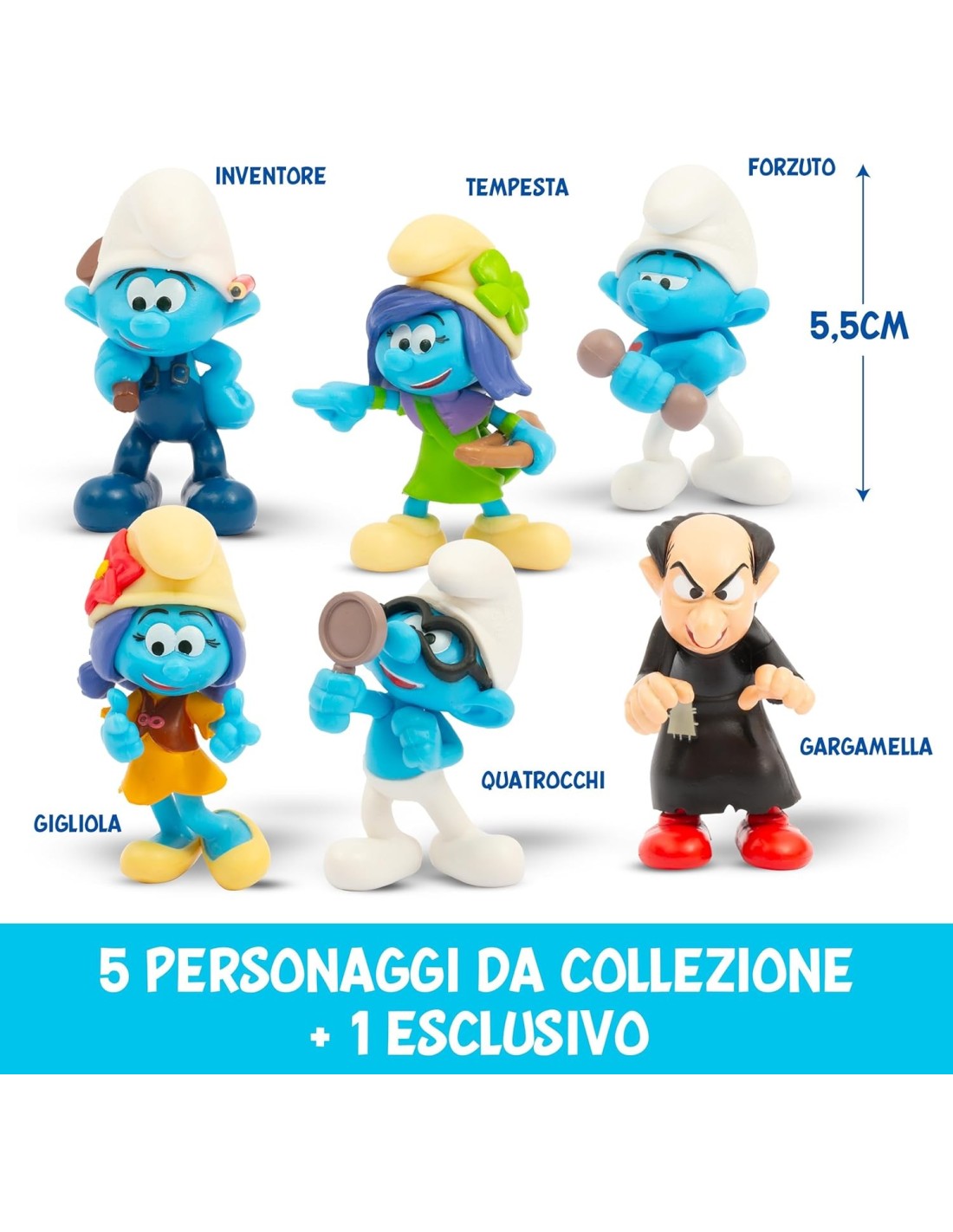 GIOCATTOLO PUBBLICIZZATO: vendita online Set 6 Personaggi Puffi da 5,5 cm con Gargamella Esclusivo Ispirati al Nuovo Film in ...