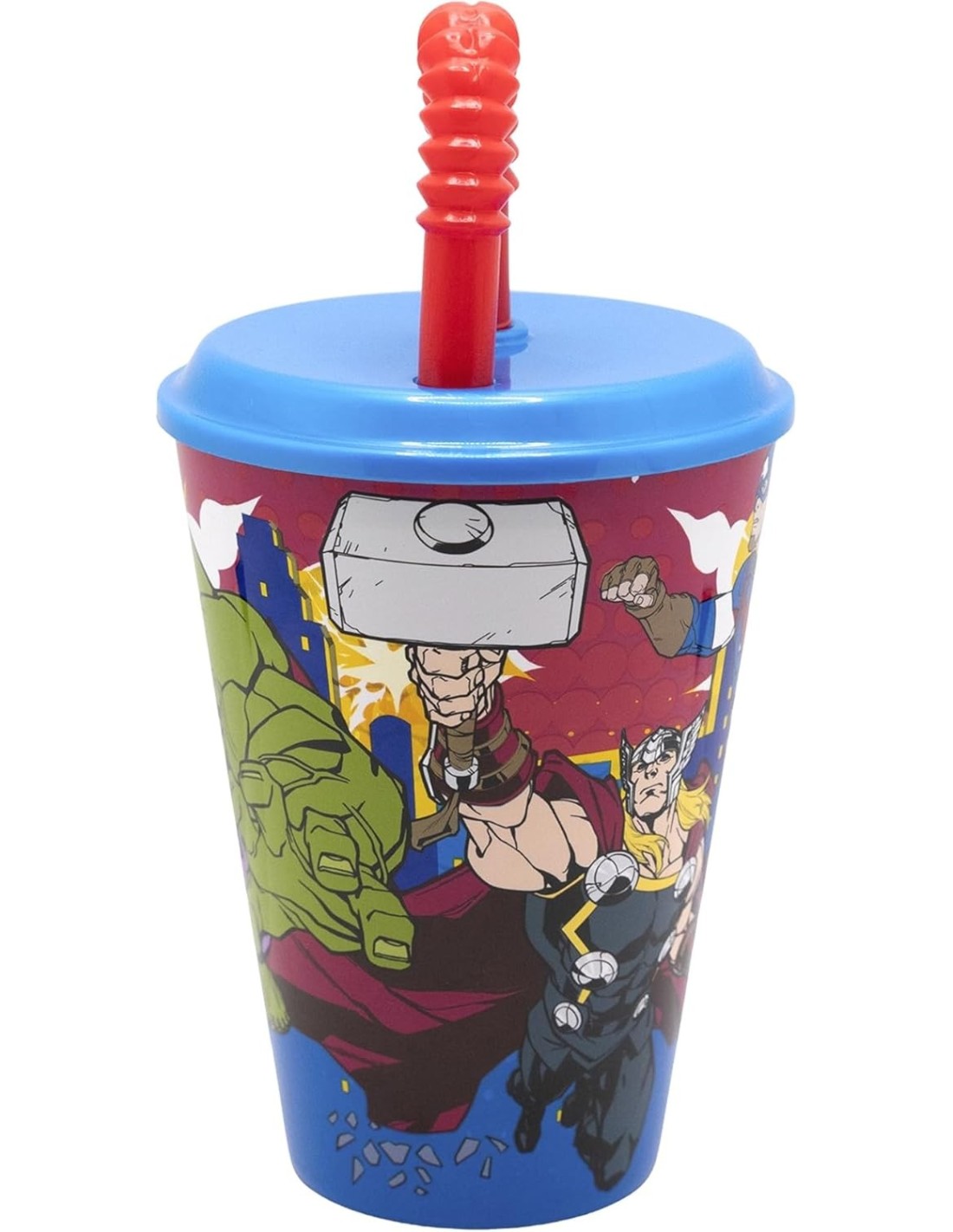 bicchiere avengers con cannuccia 430ml bambini shopincasa.it