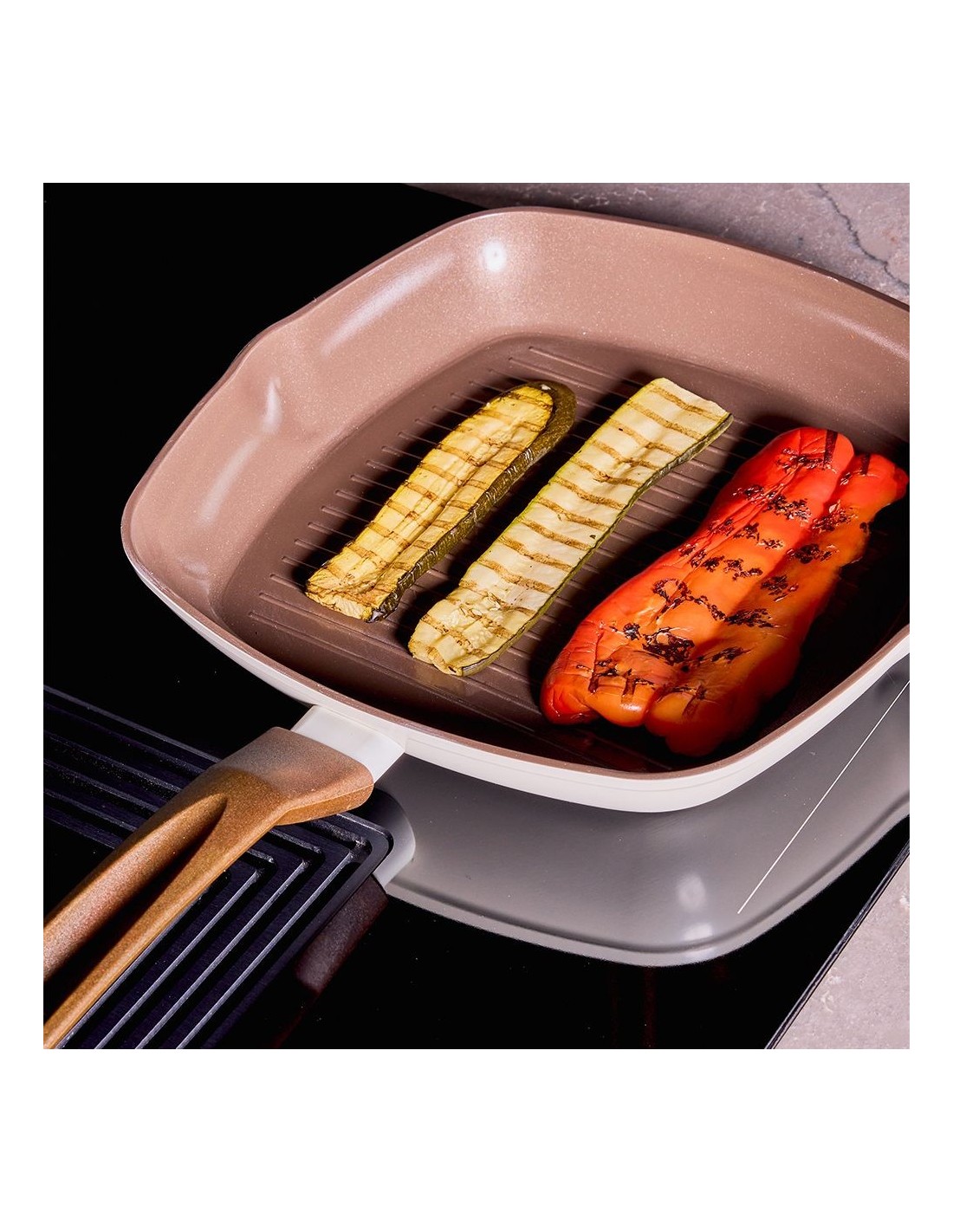 BISTECCHIERE: vendita online Grill Quadra 28x28 cm Tognana Sintonia in Alluminio Riciclato – Antiaderente PFAS Free, per Indu...