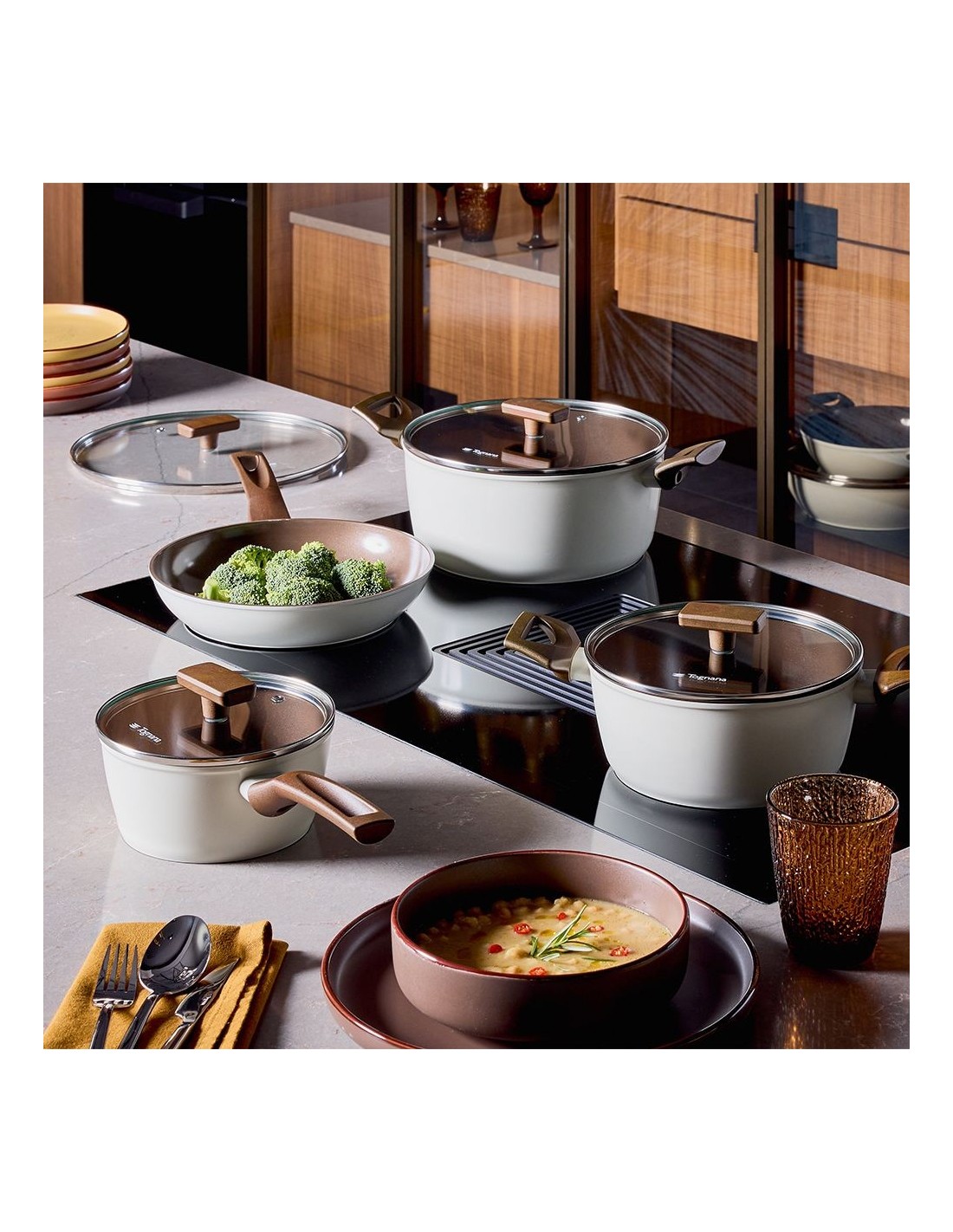 PENTOLE INDUZIONE: vendita online Casseruola 24 cm a 2 Manici Tognana Sintonia – Alluminio Riciclato, Antiaderente T-Care, In...