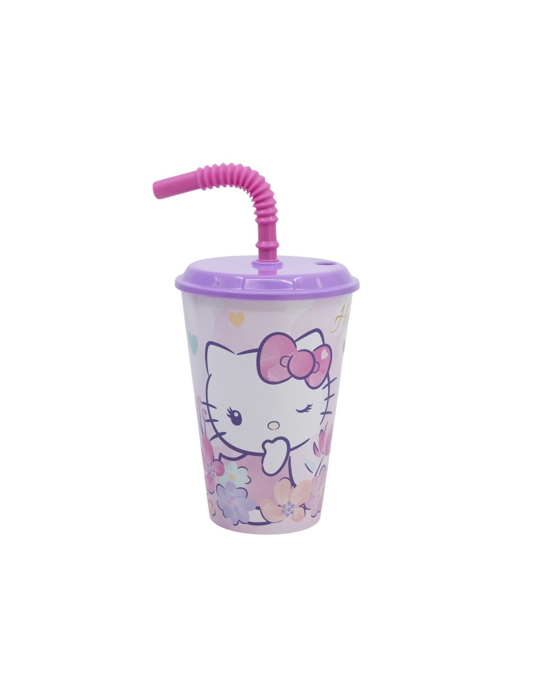 Bicchiere Hello Kitty 430ml con Cannuccia e Coperchio | Shop in Casa