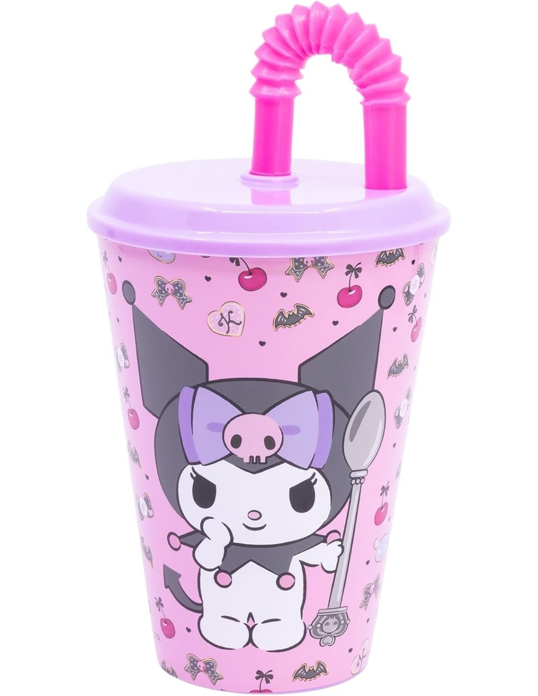 bicchiere kuromi con cannuccia 430ml shopincasa.it