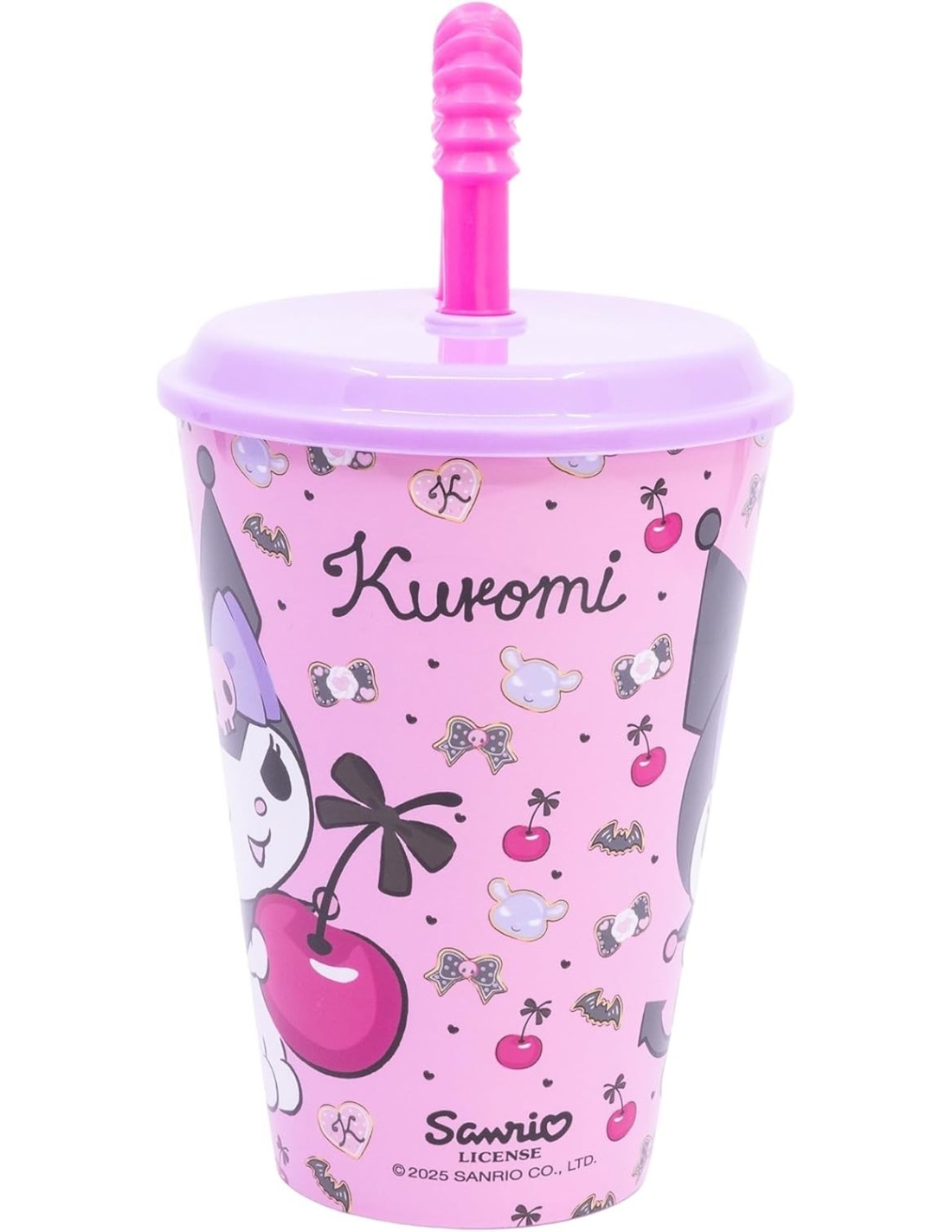 bicchiere kuromi con cannuccia 430ml shopincasa.it