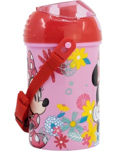 Borraccia Pop-up 450ml Plastica Rosa Minnie con Tracolla | Shop in Casa