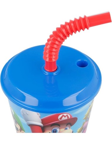bicchiere supermario 430ml con cannuccia bambini shopincasa.it