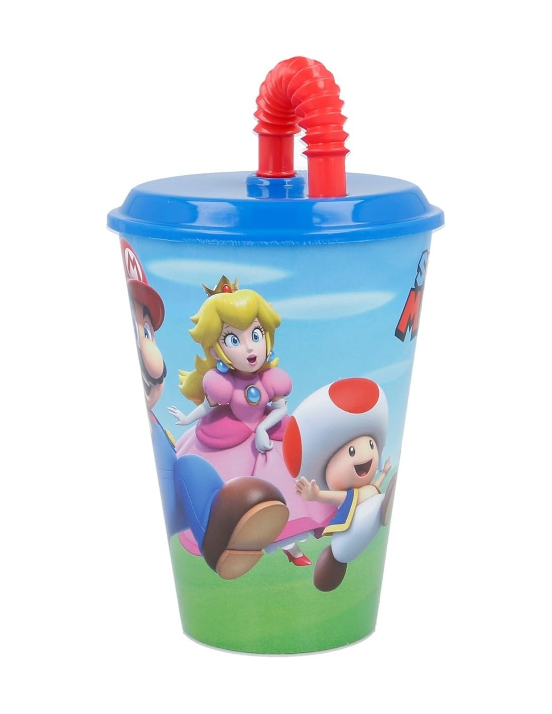 bicchiere supermario 430ml con cannuccia bambini shopincasa.it