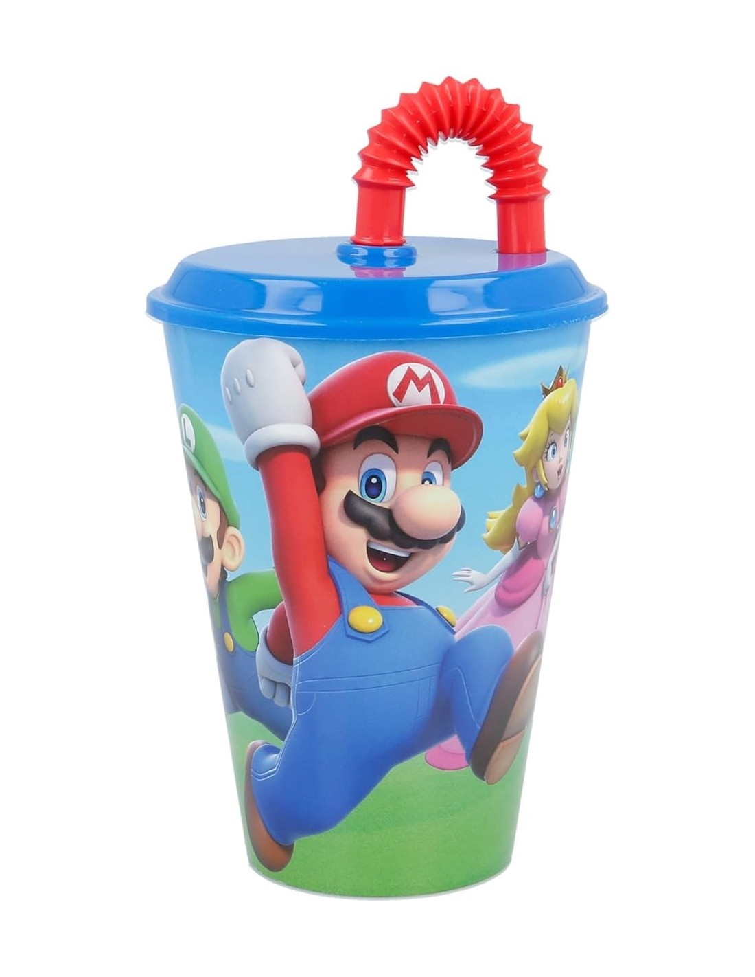bicchiere supermario 430ml con cannuccia bambini shopincasa.it
