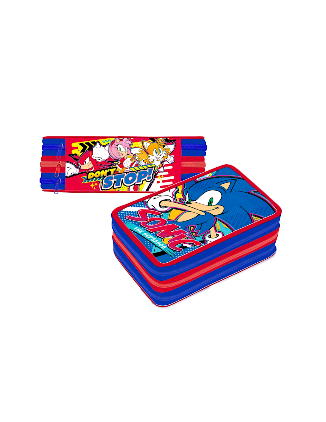 Astuccio Sonic 3 zip con pennarelli e matite colorate – shopincasa.it