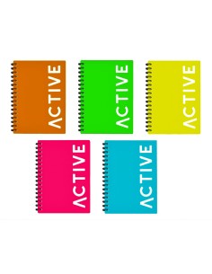 Quaderno a righe fluo spiralato Active – colori assortiti – shopincasa.it