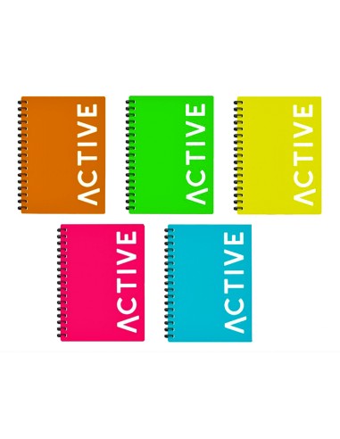 Quaderno a righe fluo spiralato Active – colori assortiti – shopincasa.it