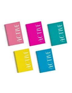 Quaderno quadretti fluo spiralato Active – colori assortiti – shopincasa.it