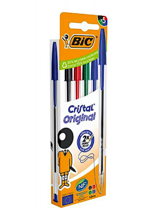 5 Penne BIC Cristal Soft – 2 Blu, 1 Nera, 1 Rossa, 1 Verde
