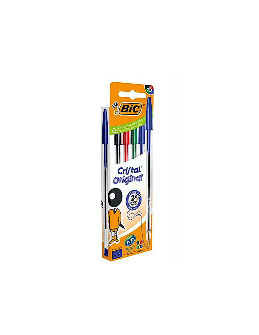 5 Penne BIC Cristal Soft – 2 Blu, 1 Nera, 1 Rossa, 1 Verde