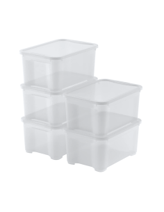 ACCESSORI: vendita online Set 5 Scatole Contenitore T Box XXS XS S in Plastica Trasparente con Coperchio in offerta