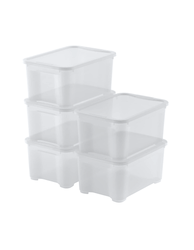 ACCESSORI: vendita online Set 5 Scatole Contenitore T Box XXS XS S in Plastica Trasparente con Coperchio in offerta