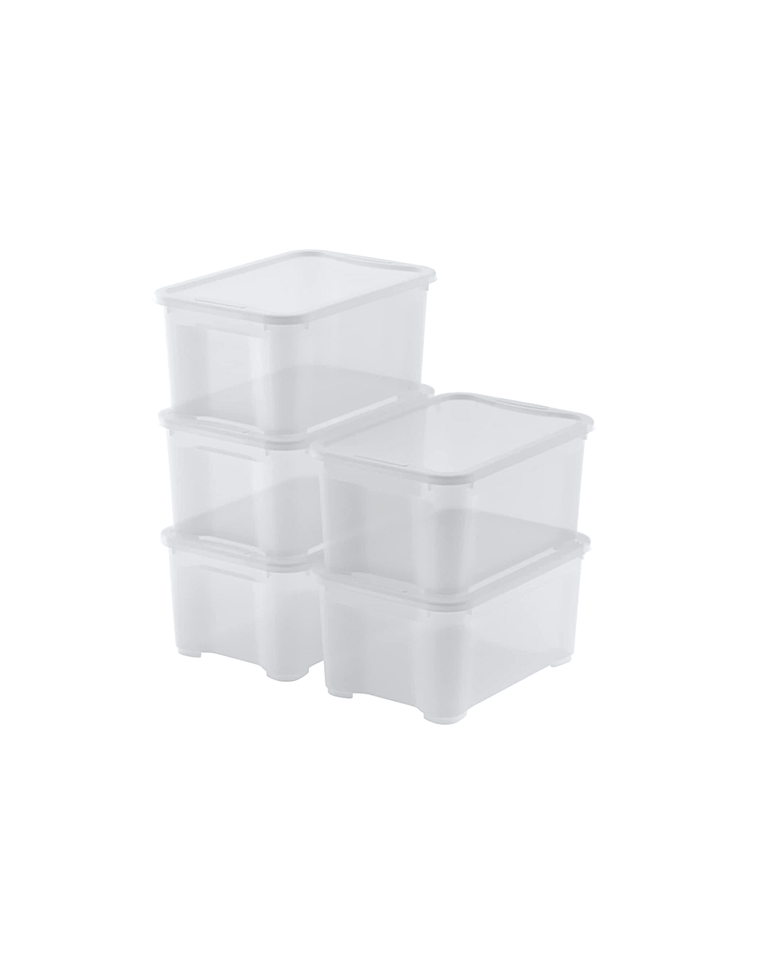ACCESSORI: vendita online Set 5 Scatole Contenitore T Box XXS XS S in Plastica Trasparente con Coperchio in offerta
