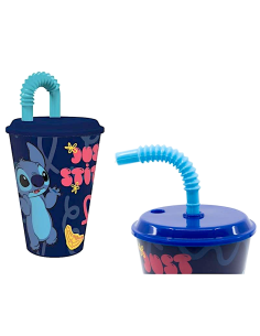 STITCH BICCHIERE 430ML CON CANNUCCIA