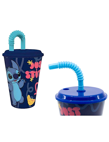 PRESCOLARI: vendita online Bicchiere Disney Stitch 430 ml in Plastica BPA‑Free con Cannuccia Integrata – Ideale per Bambini i...