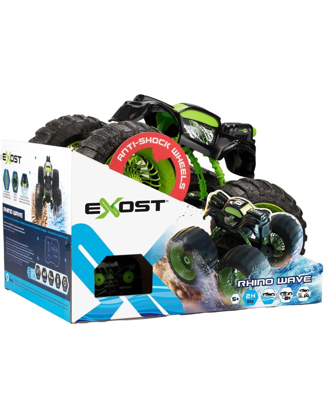 GIOCATTOLO PUBBLICIZZATO: vendita online Exost Rhino Wave – Auto Radiocomandata Anfibio 4×4 con Doppia Turbina e Sospensioni ...