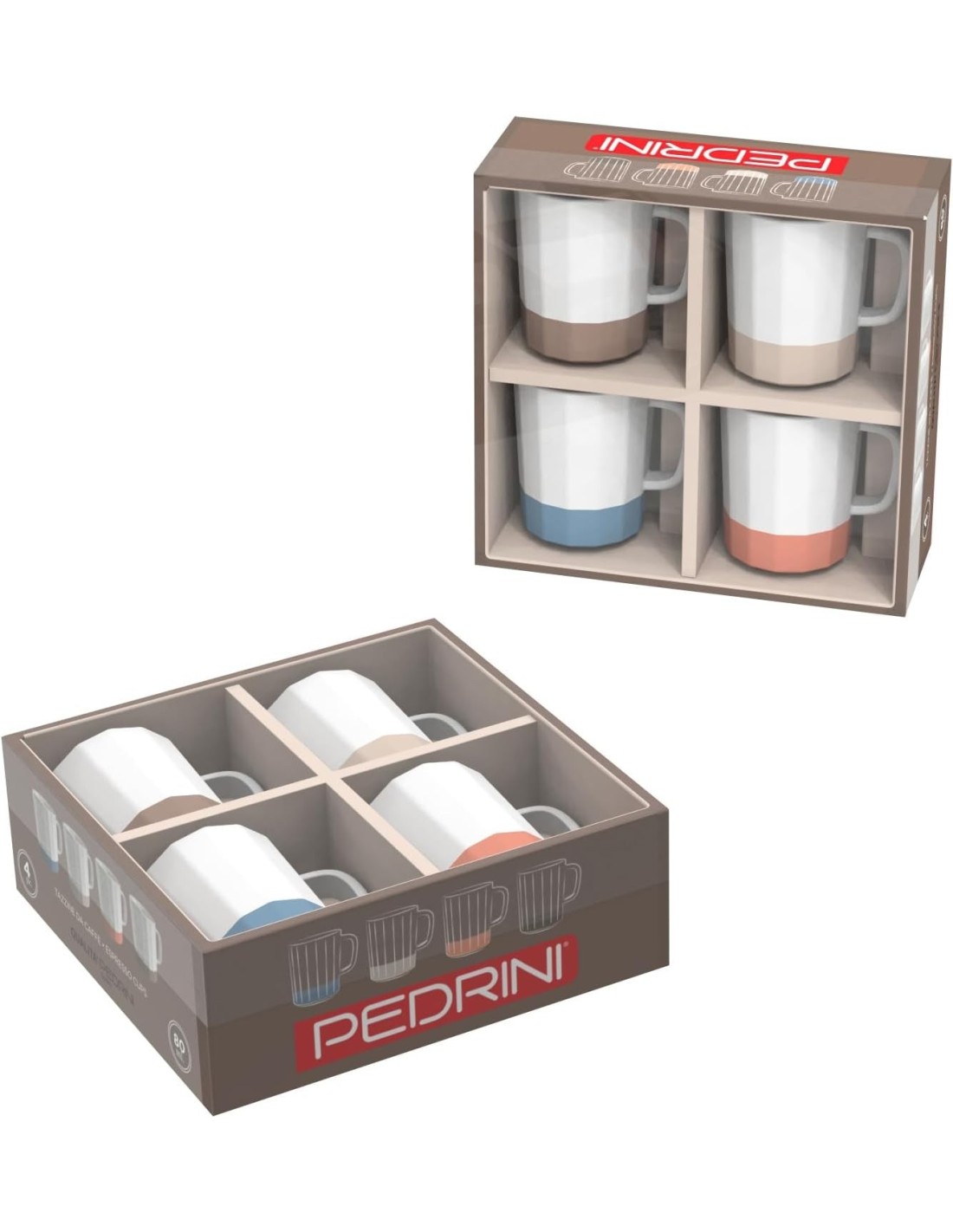 TAZZE CAFFE' E LATTE: vendita online Set 4 Tazzine Caffè 80 ml Pedrini – 4 Colori Assortiti in offerta