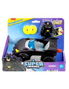 Imaginext DC Super Friends Metal Force Batmobile con luci e suoni, Batman, lanciatore e dischi | shopincasa.it