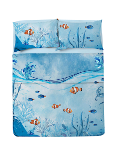 COMPLETO LETTO SINGOLO CORALLI MARINI COTONE